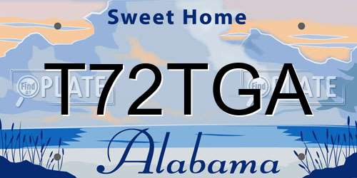 T72TGA Alabama License Plate