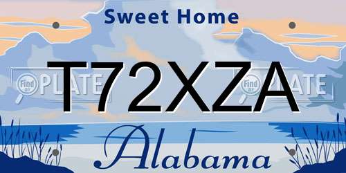 T72XZA Alabama License Plate