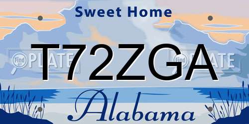 T72ZGA Alabama License Plate
