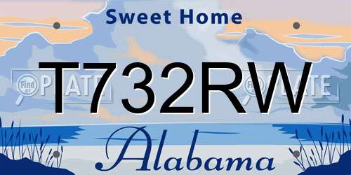 T732RW Alabama License Plate