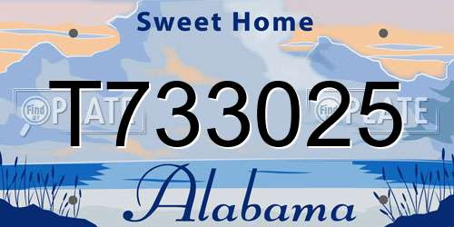 T733025 Alabama License Plate