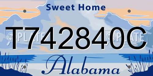 T742840C Alabama License Plate