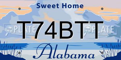 T74BTT Alabama License Plate