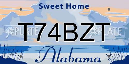 T74BZT Alabama License Plate
