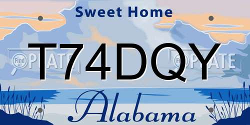 T74DQY Alabama License Plate