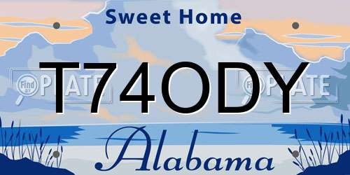T74ODY Alabama License Plate