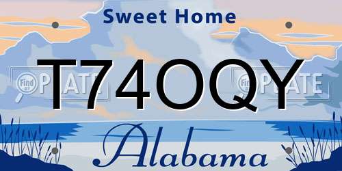 T74OQY Alabama License Plate
