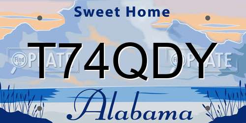 T74QDY Alabama License Plate