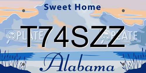 T74SZZ Alabama License Plate