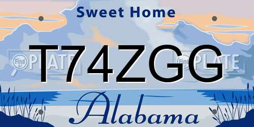 T74ZGG Alabama License Plate