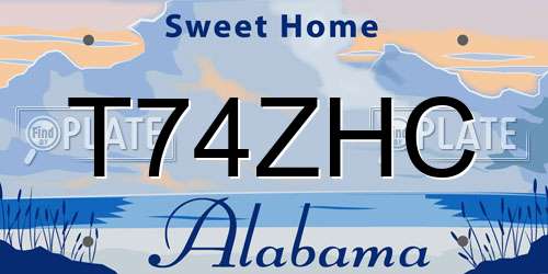 T74ZHC Alabama License Plate