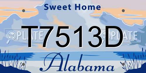 T7513D Alabama License Plate