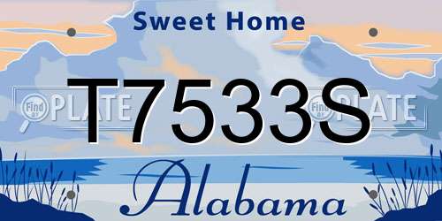 T7533S Alabama License Plate