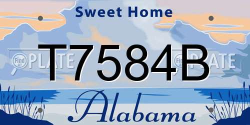 T7584B Alabama License Plate