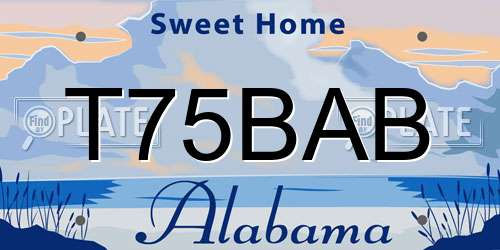 T75BAB Alabama License Plate