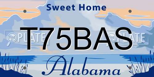 T75BAS Alabama License Plate