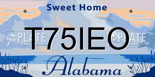 T75IEO Alabama License Plate