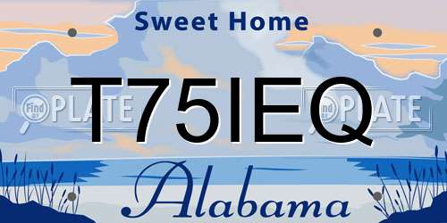 T75IEQ Alabama License Plate