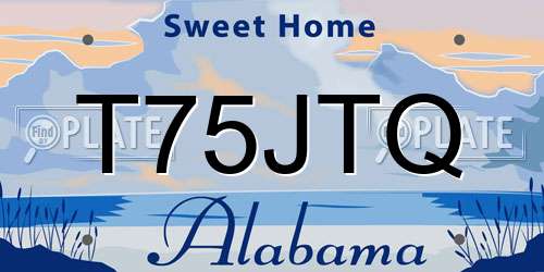T75JTQ Alabama License Plate