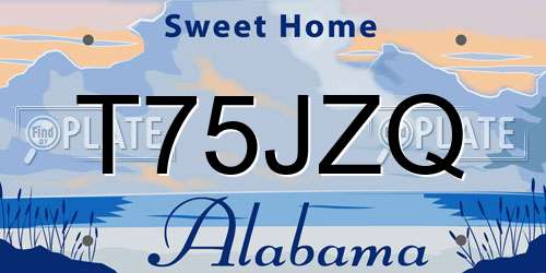 T75JZQ Alabama License Plate