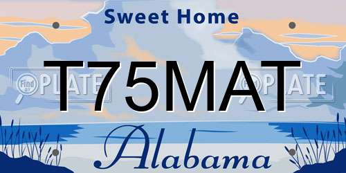 T75MAT Alabama License Plate