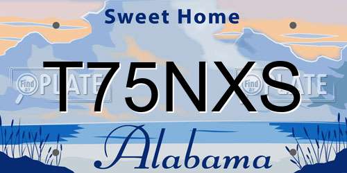 T75NXS Alabama License Plate