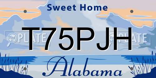T75PJH Alabama License Plate