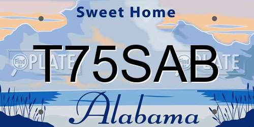 T75SAB Alabama License Plate