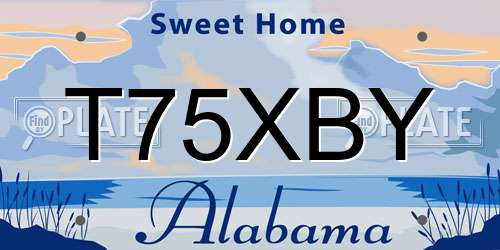 T75XBY Alabama License Plate