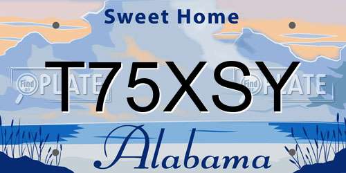 T75XSY Alabama License Plate