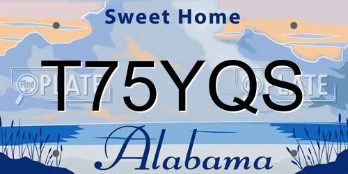 T75YQS Alabama License Plate