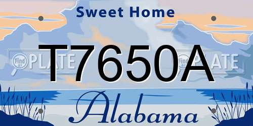 T7650A Alabama License Plate