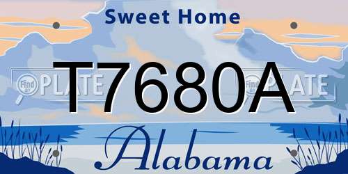 T7680A Alabama License Plate