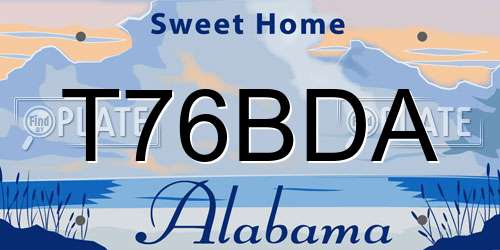 T76BDA Alabama License Plate