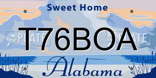 T76BOA Alabama License Plate