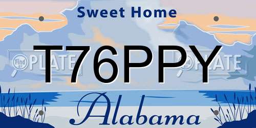 T76PPY Alabama License Plate