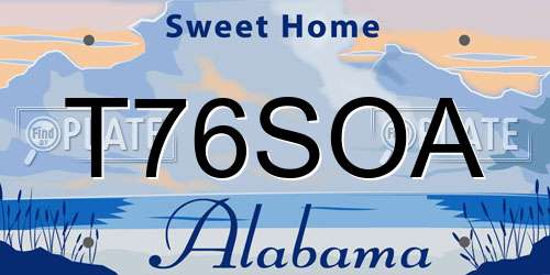 T76SOA Alabama License Plate
