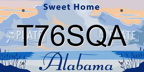 T76SQA Alabama License Plate