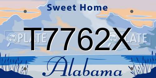 T7762X Alabama License Plate