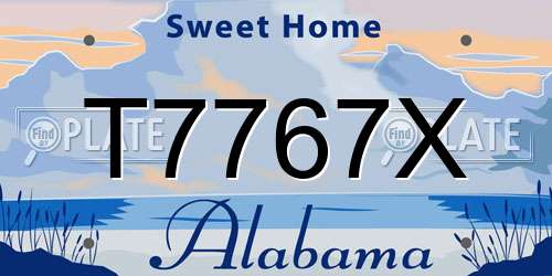 T7767X Alabama License Plate