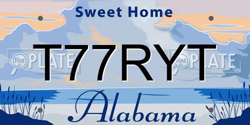 T77RYT Alabama License Plate