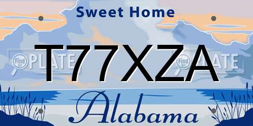 T77XZA Alabama License Plate