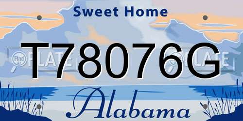 T78076G Alabama License Plate