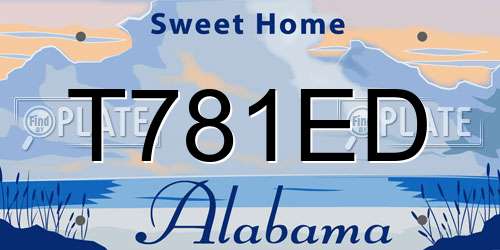 T781ED Alabama License Plate