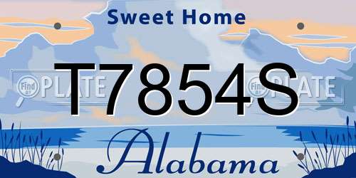 T7854S Alabama License Plate
