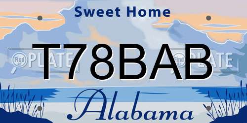 T78BAB Alabama License Plate
