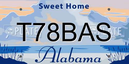 T78BAS Alabama License Plate