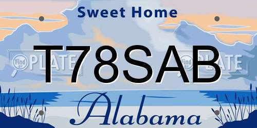 T78SAB Alabama License Plate