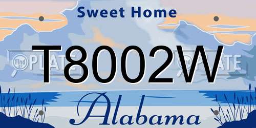 T8002W Alabama License Plate