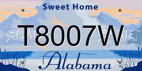 T8007W Alabama License Plate